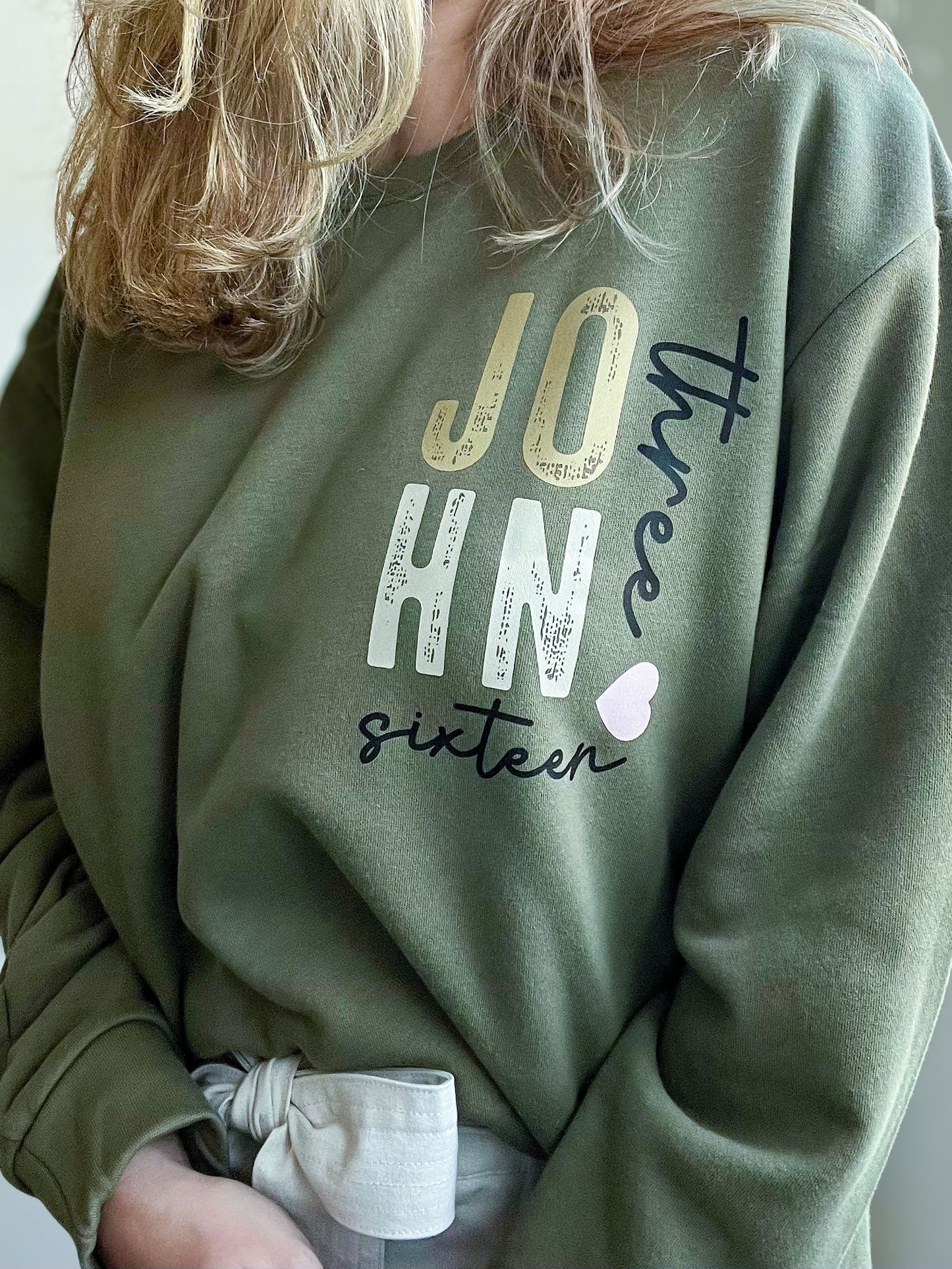 “John 3:16” Crewneck Sweatshirt – Military Green