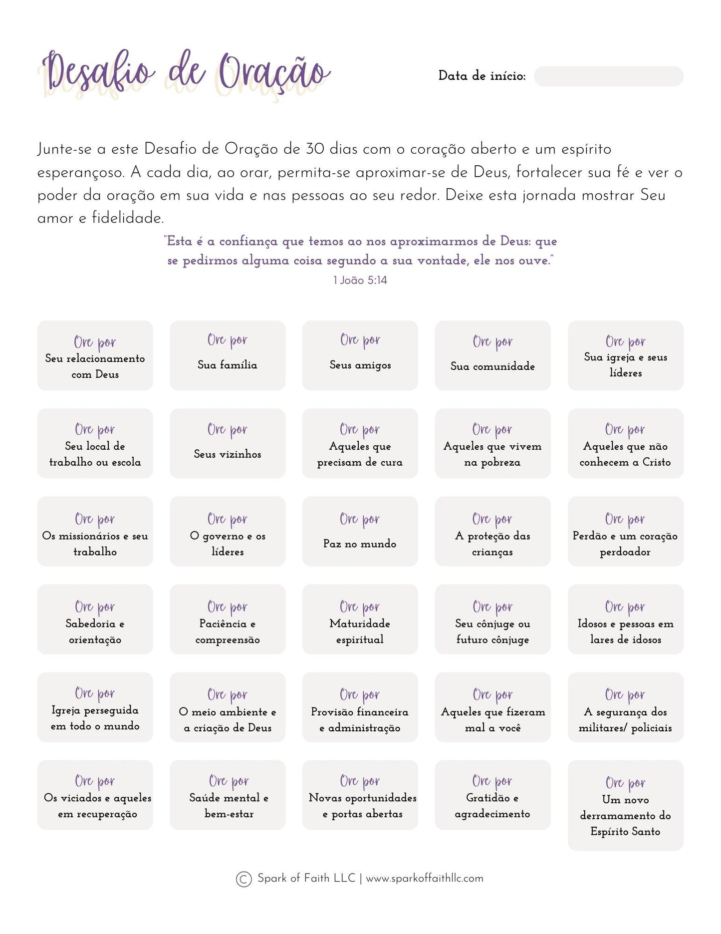 30-Days Prayer Challenge Calendar